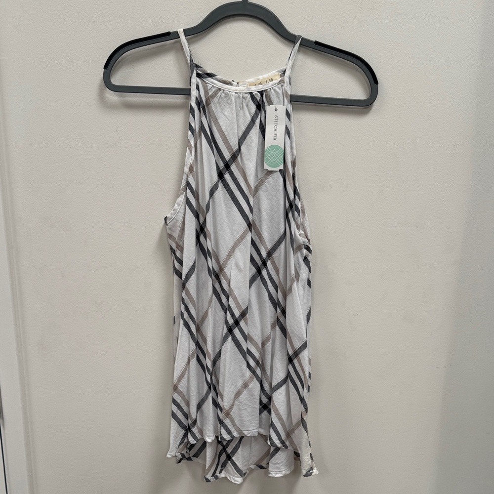 Bella Dahl Black and White Plaid Tank Top